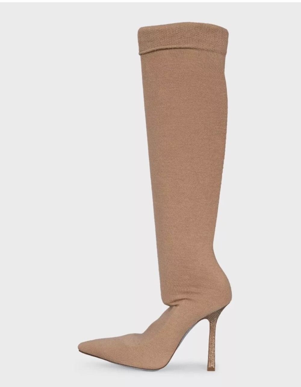 René Caovilla Beige Rhinestone Textile Boots EU 40
